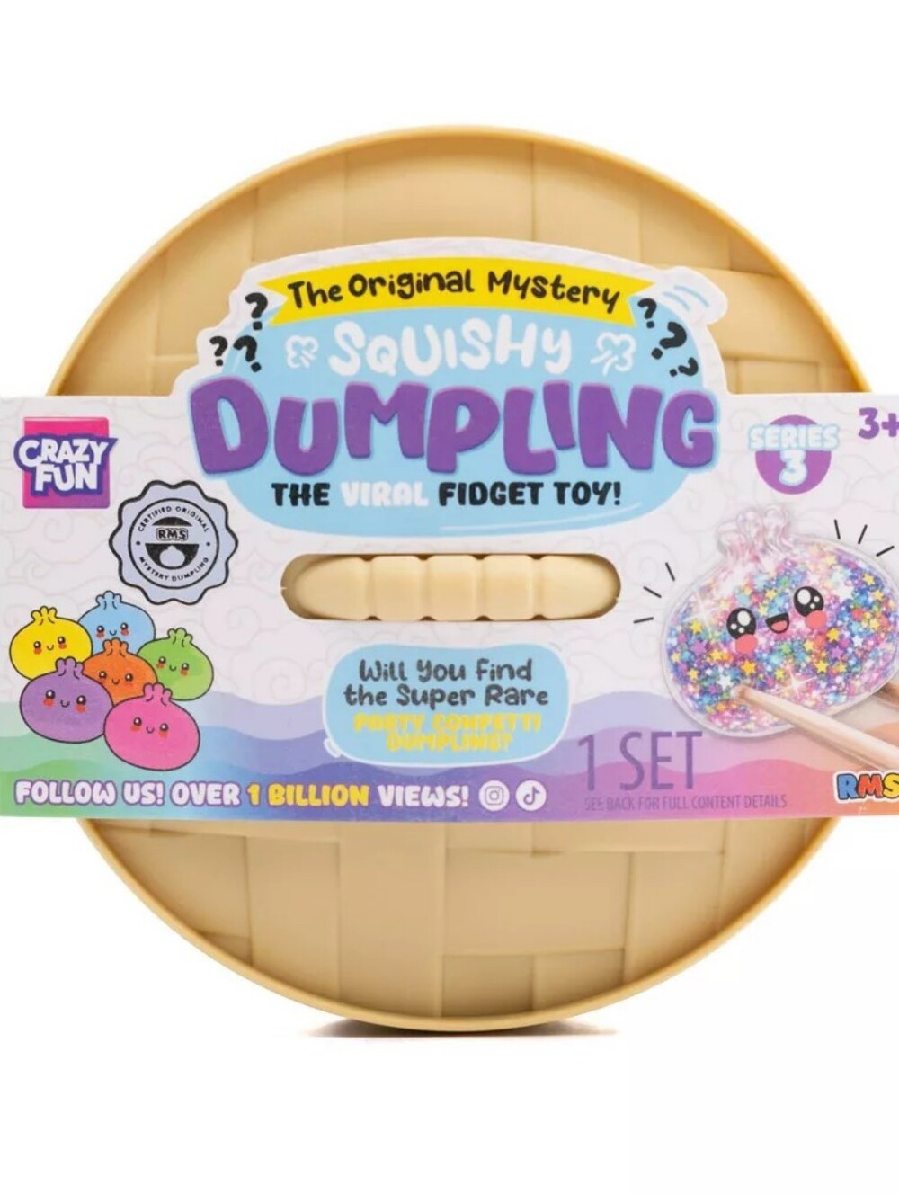 RMS Confetti Mystery Squishy Dumpling (Mystery Colors) Series 3 Viral Fidget Toy